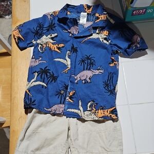Carter's Blue Dinosaur Button Down Shirt & Shorts